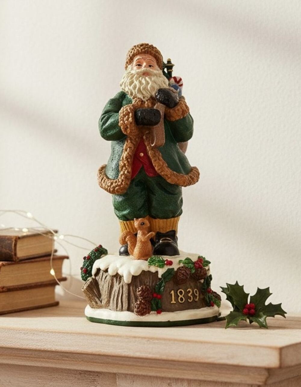 Home for the Holidays Visions of Santa 1839 Musical Resin Figurine 10"